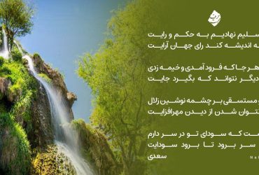 سر تسلیم نهادیم به حکم و رایت - همچو مستسقی بر چشمه نوشین زلال - سعدی